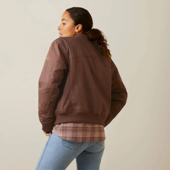 Women Jackets and Vests Ariat Rebar Stretch Canvas Bomber Jacket Peppercorn