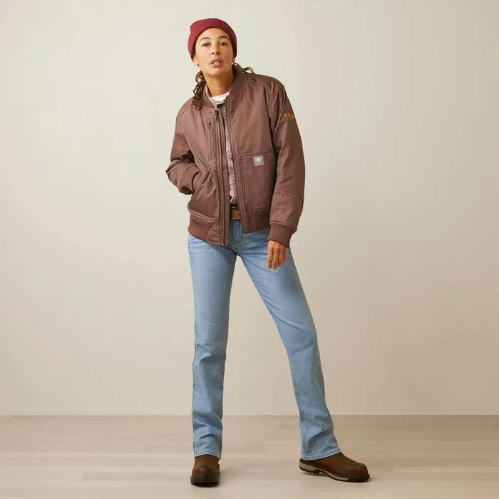 Women Jackets and Vests Ariat Rebar Stretch Canvas Bomber Jacket Peppercorn