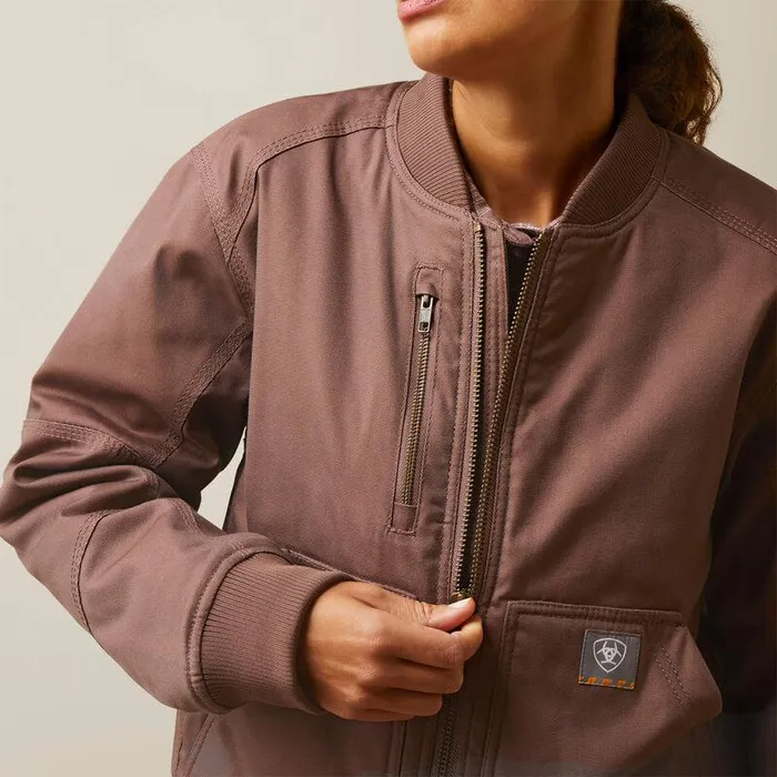 Women Jackets and Vests Ariat Rebar Stretch Canvas Bomber Jacket Peppercorn