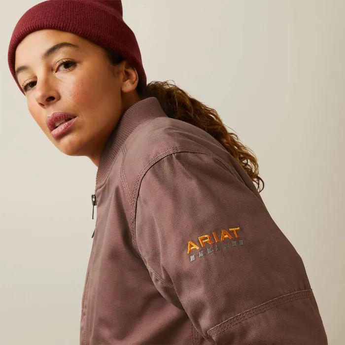 Women Jackets and Vests Ariat Rebar Stretch Canvas Bomber Jacket Peppercorn
