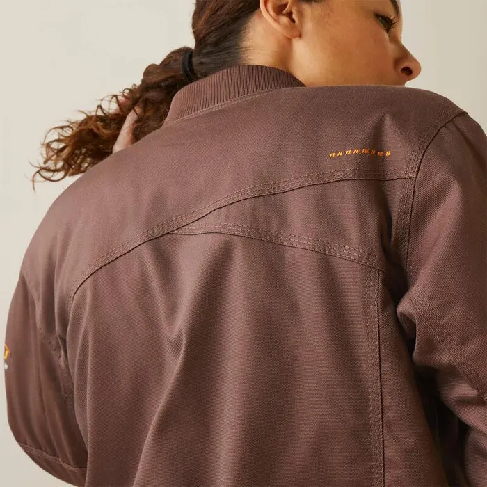 Women Jackets and Vests Ariat Rebar Stretch Canvas Bomber Jacket Peppercorn