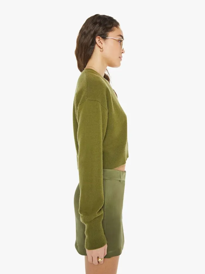 Women Jackets Mother Denim Adele Cropped VNeck Cardigan Olive