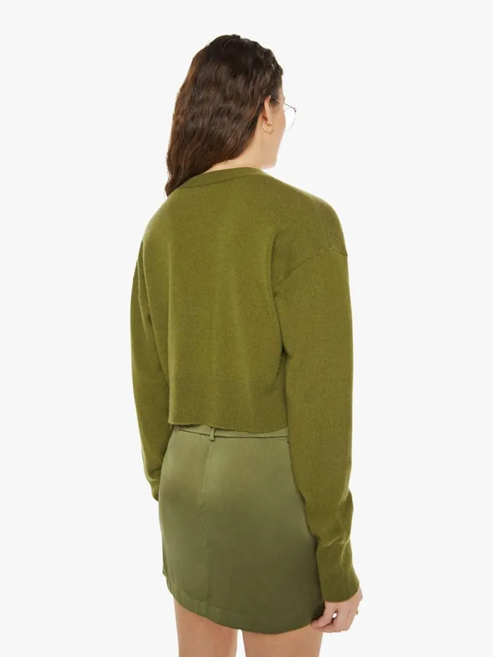 Women Jackets Mother Denim Adele Cropped VNeck Cardigan Olive