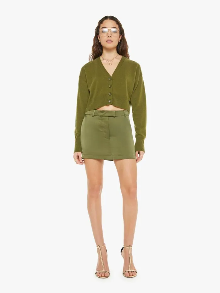 Women Jackets Mother Denim Adele Cropped VNeck Cardigan Olive