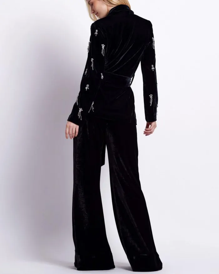 Women Jackets PatBO HAND BEADED VELVET KIMONO JACKET Black