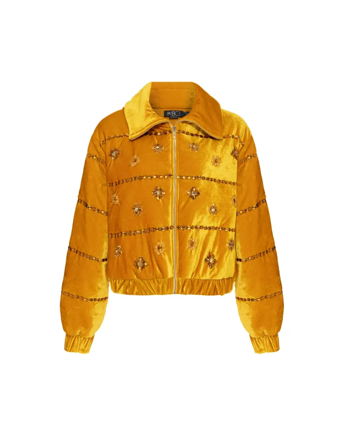 Women Jackets PatBO Stardust Beaded Bomber FINAL SALE