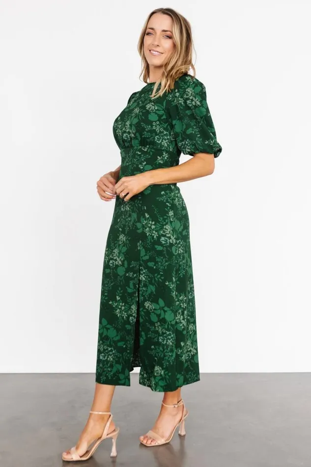 Women Janna Midi Dress Emerald Floral Baltic Born Midi Dresses Women Janna Midi Dress Emerald Floral Baltic Born Midi Dresses