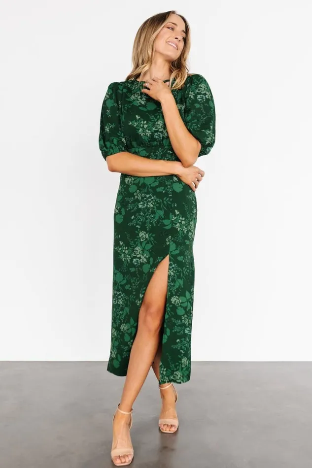 Women Janna Midi Dress Emerald Floral Baltic Born Midi Dresses Women Janna Midi Dress Emerald Floral Baltic Born Midi Dresses