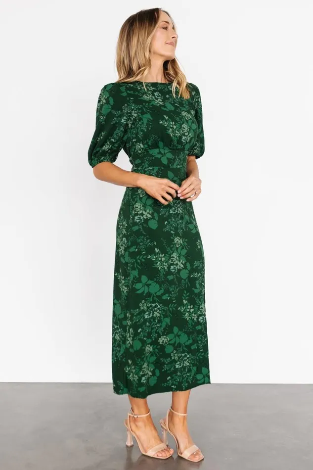 Women Janna Midi Dress Emerald Floral Baltic Born Midi Dresses Women Janna Midi Dress Emerald Floral Baltic Born Midi Dresses