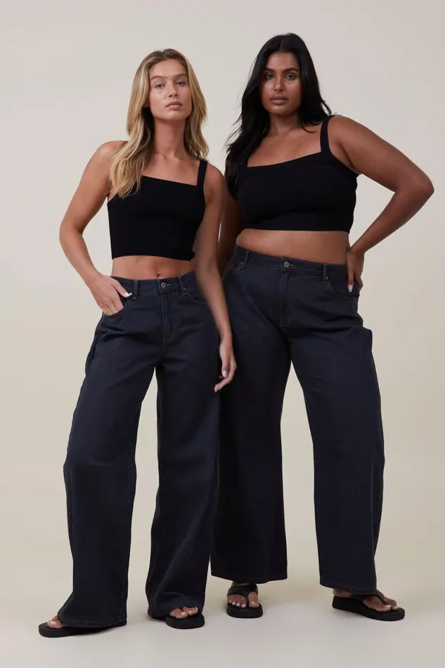 Women Jeans Cotton On Relaxed Wide Leg Jean Black Ink
