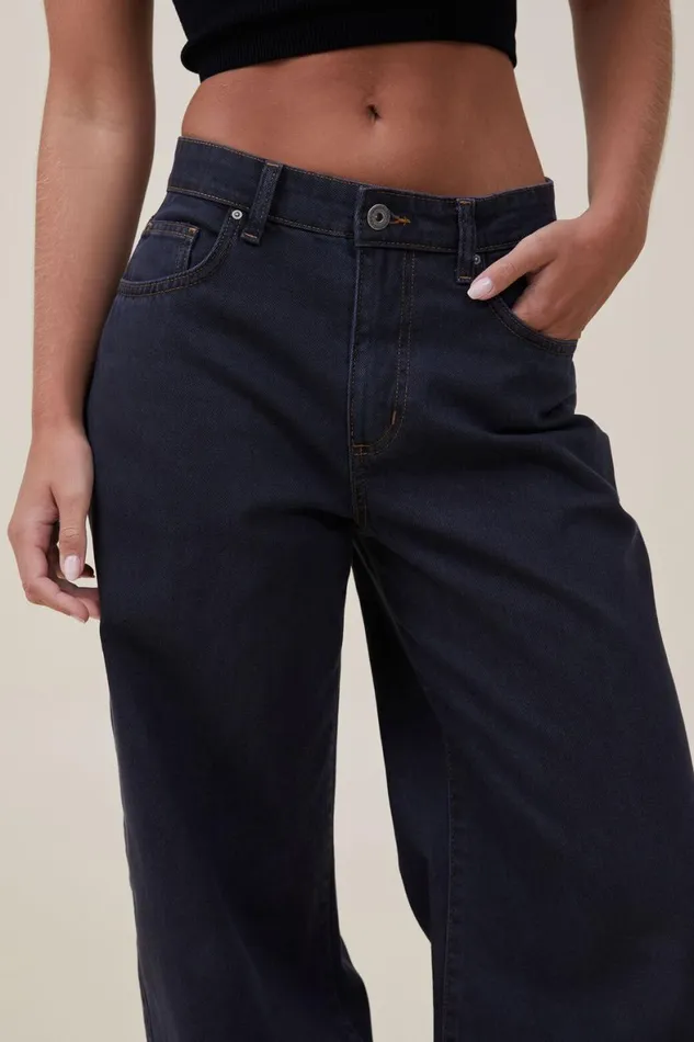 Women Jeans Cotton On Relaxed Wide Leg Jean Black Ink