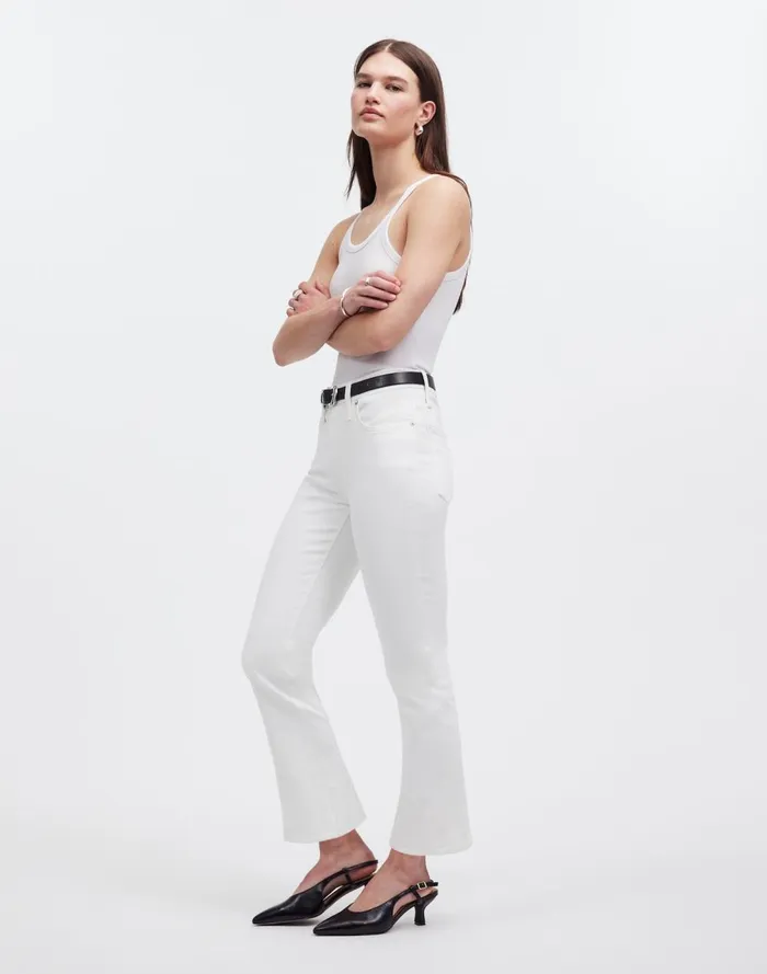 Women Jeans Madewell Kick Out Crop Jeans Pure White