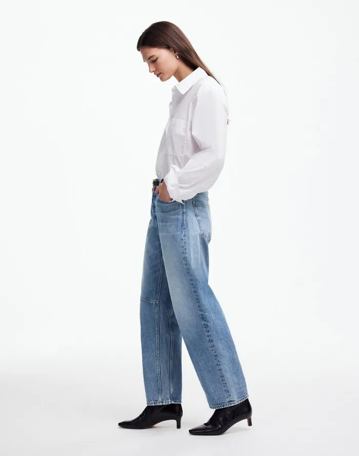 Women Jeans Madewell The Darted BarrelLeg Jean Dobbins Wash