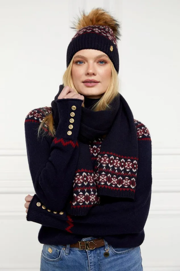 Women Jennifer Fairisle Scarf Ink Navy Holland Cooper Scarves