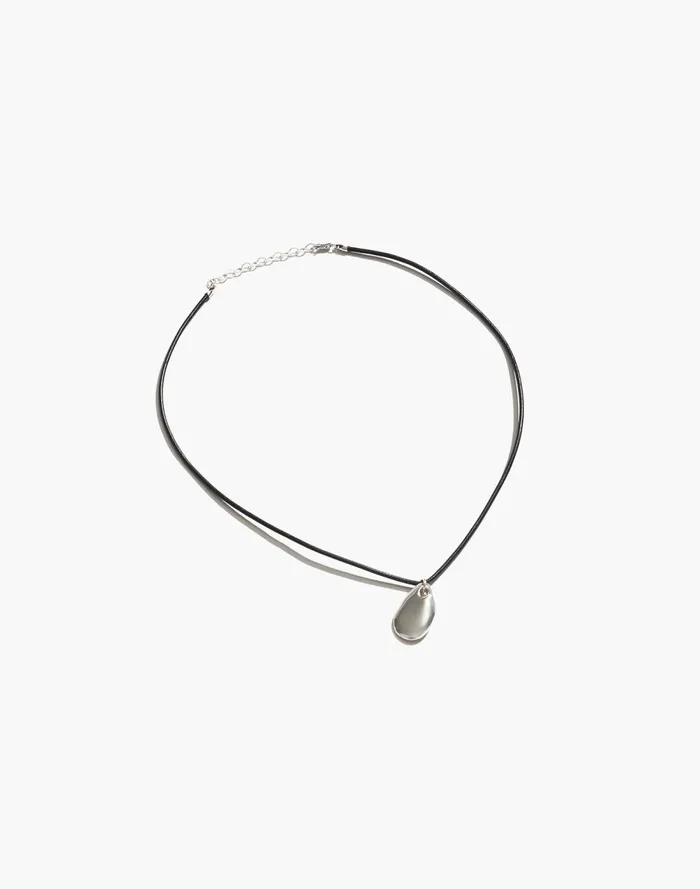 Women Jewelry Madewell Maslo Jewelry Small Pebble Pendant Necklace Sterling Silver Cord Silver