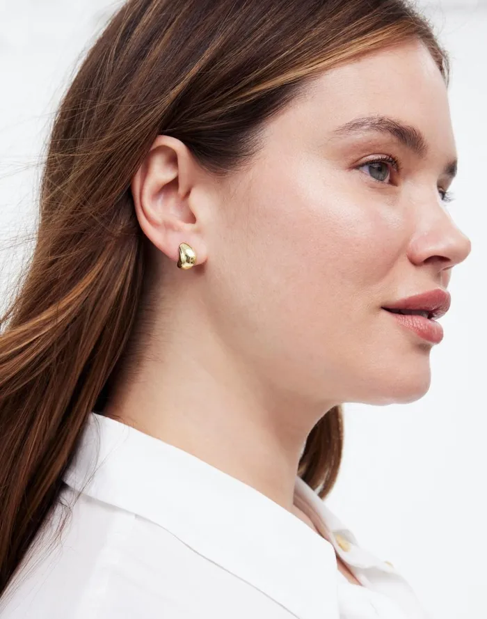 Women Jewelry Madewell Molten Huggie Hoop Earrings Pale Gold