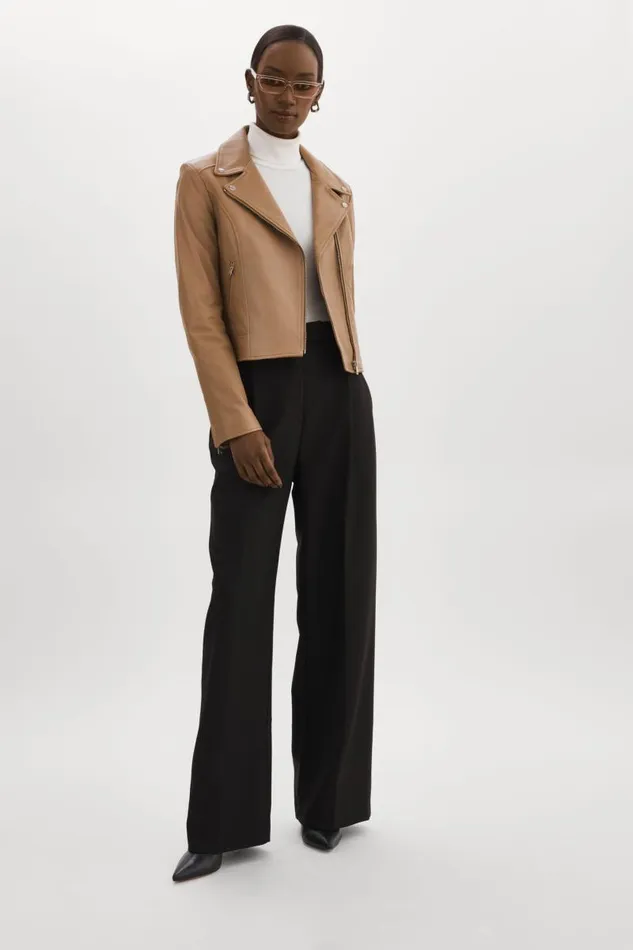Women KELSEY Leather Biker Jacket Mocha LAMARQUE Biker Jackets Women KELSEY Leather Biker Jacket Mocha LAMARQUE Biker Jackets