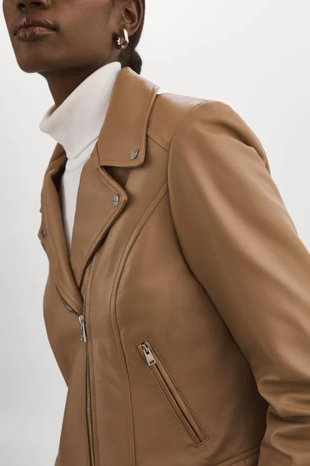 Women KELSEY Leather Biker Jacket Mocha LAMARQUE Biker Jackets Women KELSEY Leather Biker Jacket Mocha LAMARQUE Biker Jackets