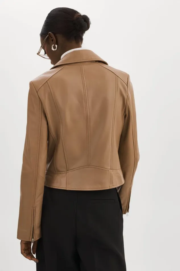 Women KELSEY Leather Biker Jacket Mocha LAMARQUE Biker Jackets Women KELSEY Leather Biker Jacket Mocha LAMARQUE Biker Jackets