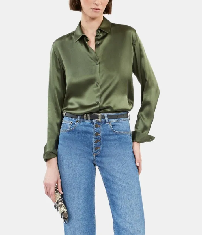 Women Khaki Silk Shirt THE KOOPLES Blouses and Shirts