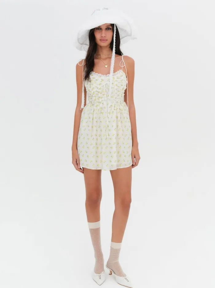 Women Kiela Mini Dress Yellow For Love and Lemons Dresses Women Kiela Mini Dress Yellow For Love and Lemons Dresses