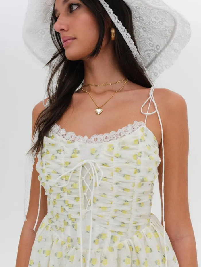 Women Kiela Mini Dress Yellow For Love and Lemons Dresses Women Kiela Mini Dress Yellow For Love and Lemons Dresses