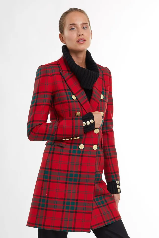 Women Knightsbridge Coat Red Tartan Holland Cooper Tailoring