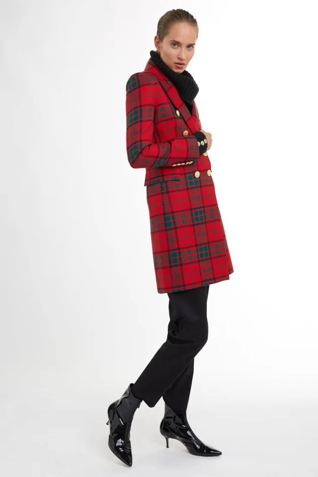 Women Knightsbridge Coat Red Tartan Holland Cooper Tailoring