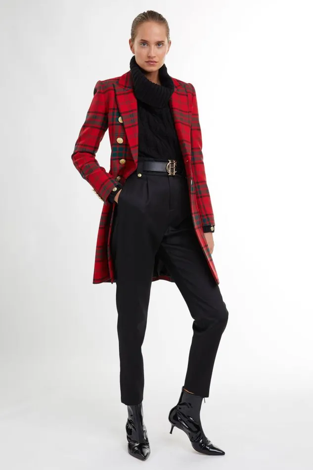 Women Knightsbridge Coat Red Tartan Holland Cooper Tailoring