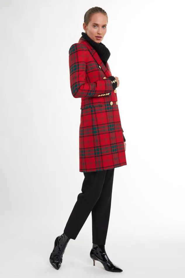 Women Knightsbridge Coat Red Tartan Holland Cooper Tailoring