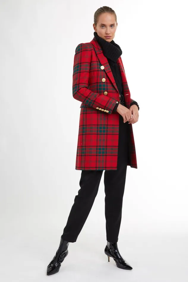 Women Knightsbridge Coat Red Tartan Holland Cooper Tailoring