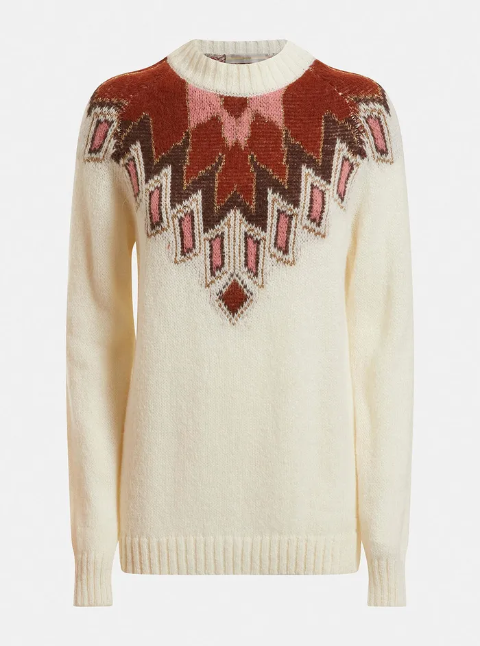Women Knits and Sweaters GUESS Cream Navajo Lux Alexia Knit Jumper Women Knits and Sweaters GUESS Cream Navajo Lux Alexia Knit Jumper