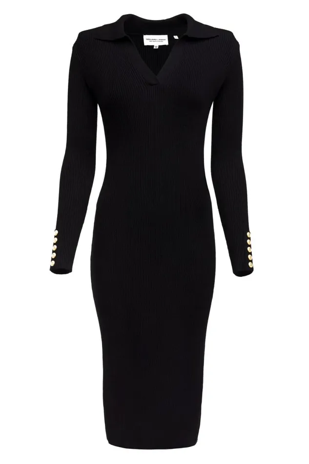 Women Knitted Shirt Dress Black Holland Cooper Dresses Women Knitted Shirt Dress Black Holland Cooper Dresses