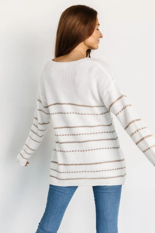 Women Larson Knit Sweater Top White Gold Baltic Born Sweaters