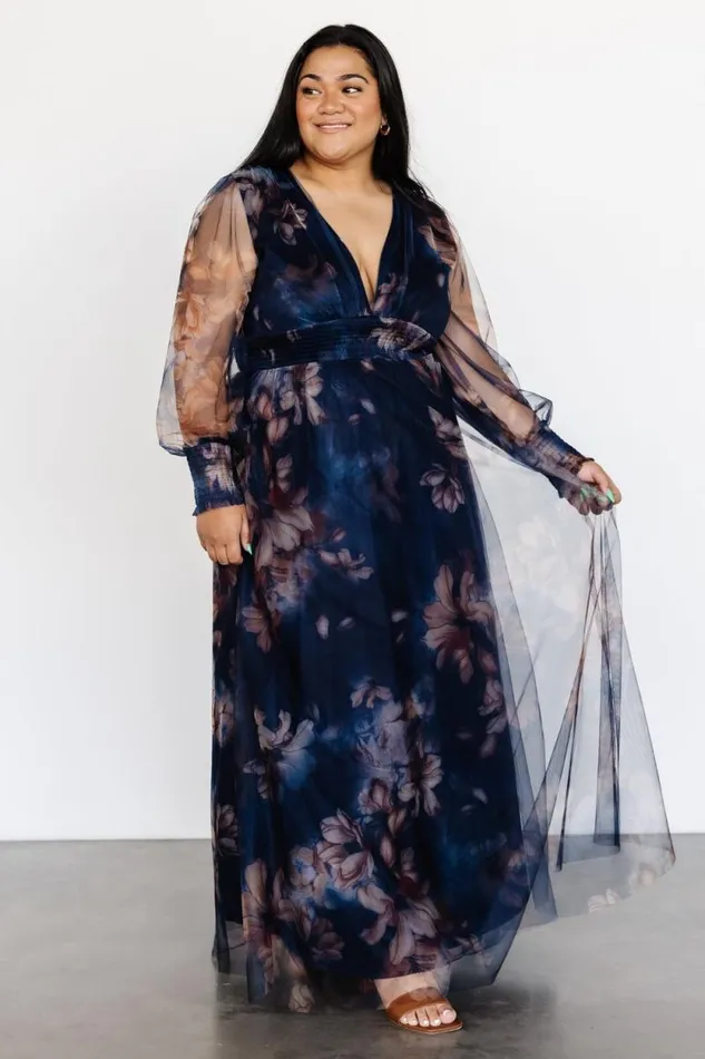 Women Layla Tulle Maxi Dress Dark Blue Floral Baltic Born Maxi Dresses Women Layla Tulle Maxi Dress Dark Blue Floral Baltic Born Maxi Dresses