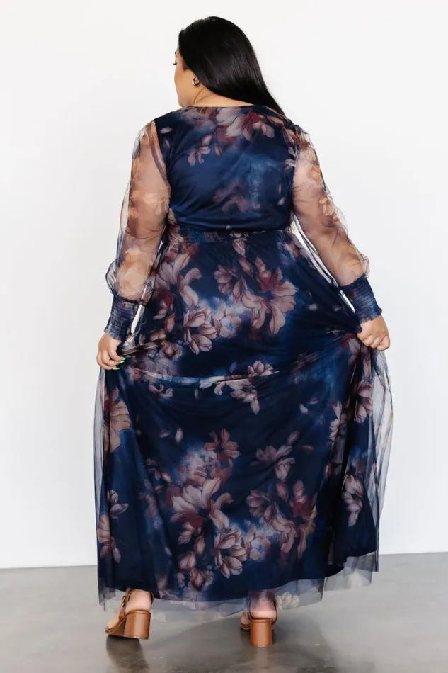 Women Layla Tulle Maxi Dress Dark Blue Floral Baltic Born Maxi Dresses Women Layla Tulle Maxi Dress Dark Blue Floral Baltic Born Maxi Dresses