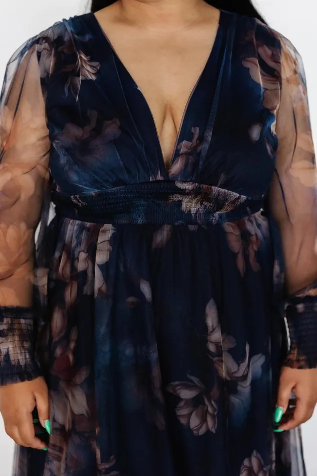 Women Layla Tulle Maxi Dress Dark Blue Floral Baltic Born Maxi Dresses Women Layla Tulle Maxi Dress Dark Blue Floral Baltic Born Maxi Dresses