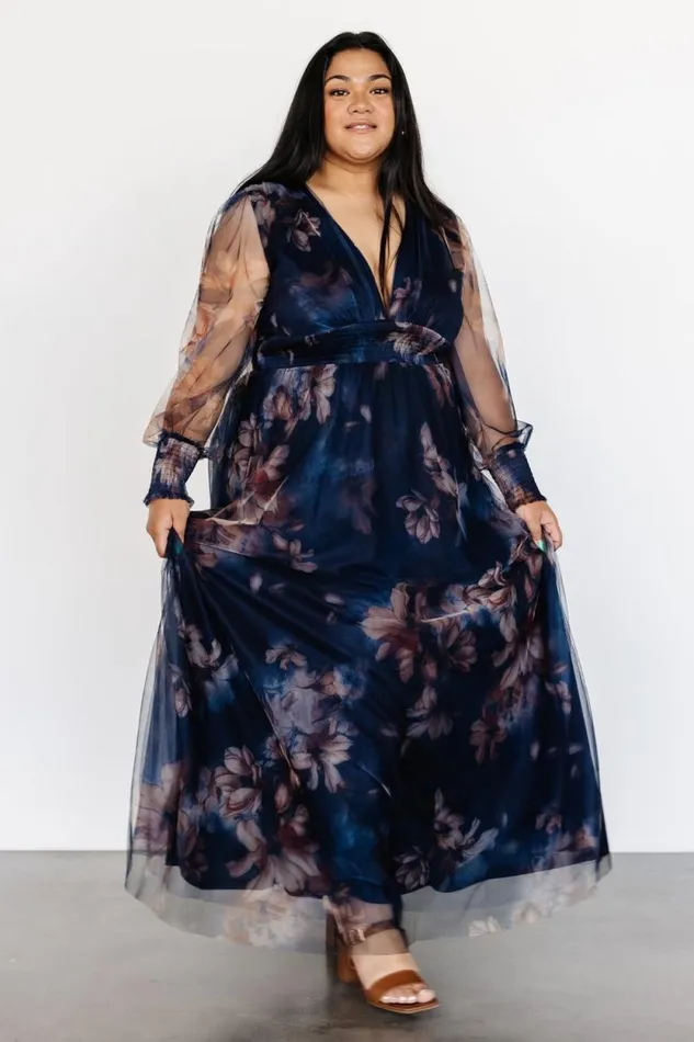 Women Layla Tulle Maxi Dress Dark Blue Floral Baltic Born Maxi Dresses Women Layla Tulle Maxi Dress Dark Blue Floral Baltic Born Maxi Dresses