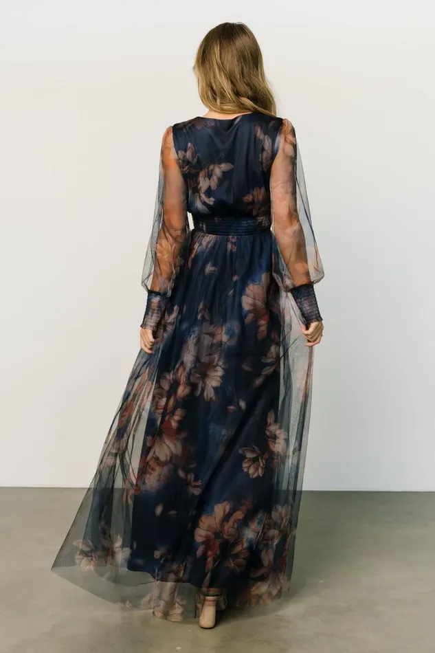 Women Layla Tulle Maxi Dress Dark Blue Floral Baltic Born Maxi Dresses Women Layla Tulle Maxi Dress Dark Blue Floral Baltic Born Maxi Dresses
