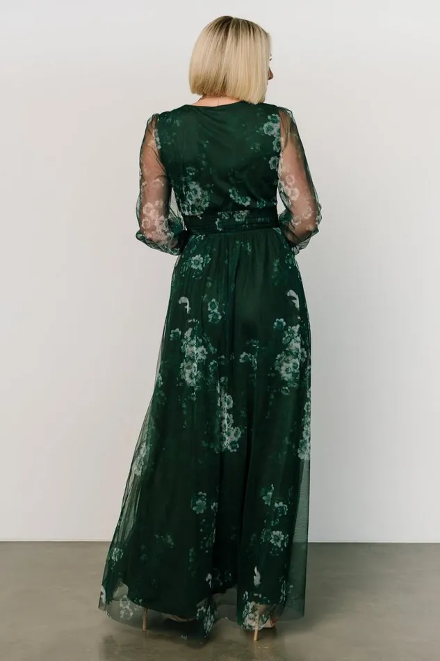 Women Layla Tulle Maxi Dress Dark Green Multi Baltic Born Bump Friendly