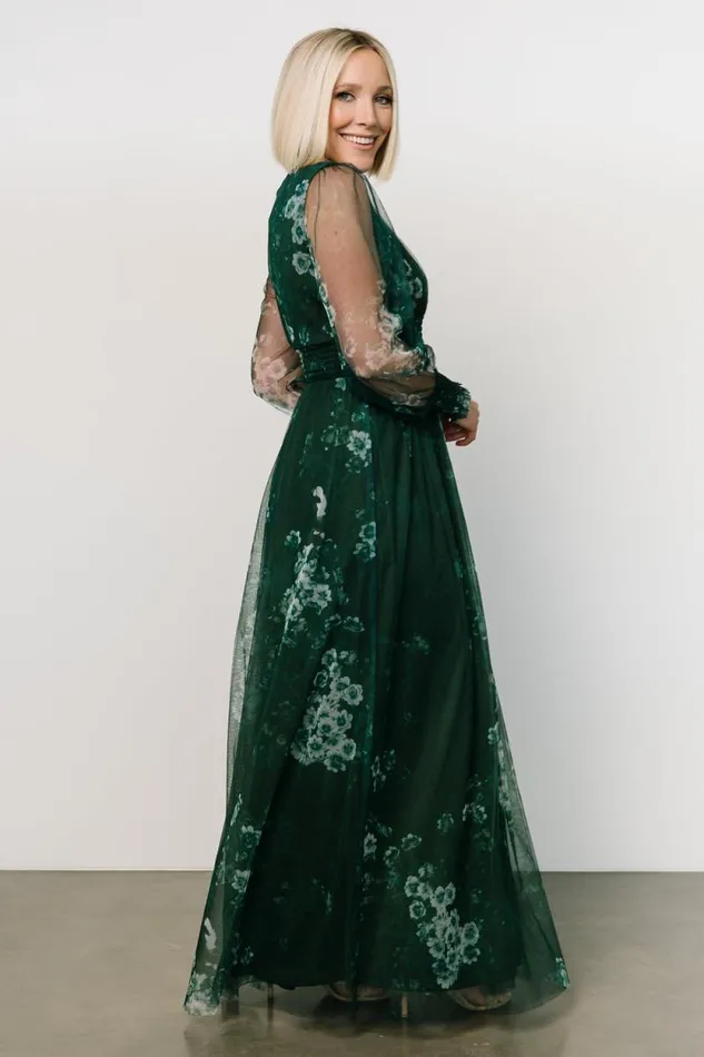 Women Layla Tulle Maxi Dress Dark Green Multi Baltic Born Bump Friendly