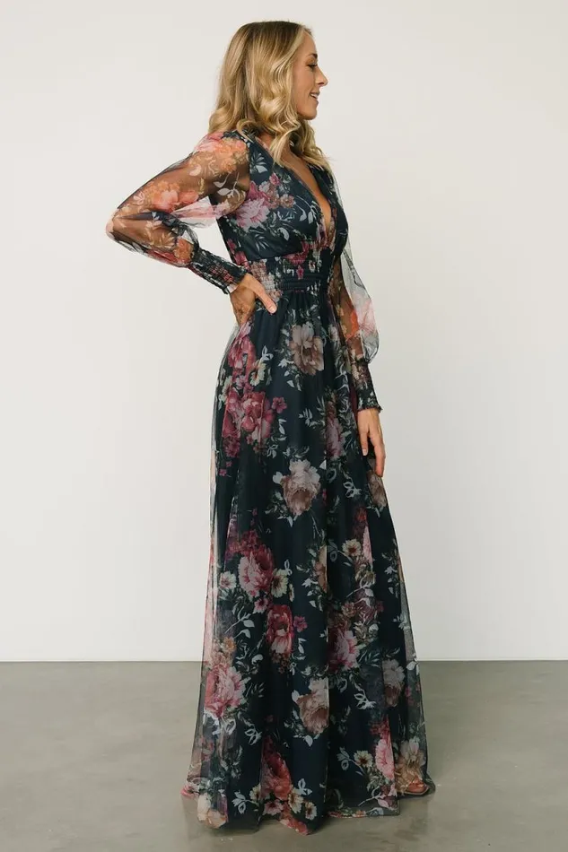 Women Layla Tulle Maxi Dress Garden Navy Floral Baltic Born Tulle Styles Women Layla Tulle Maxi Dress Garden Navy Floral Baltic Born Tulle Styles