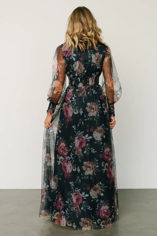 Women Layla Tulle Maxi Dress Garden Navy Floral Baltic Born Tulle Styles Women Layla Tulle Maxi Dress Garden Navy Floral Baltic Born Tulle Styles