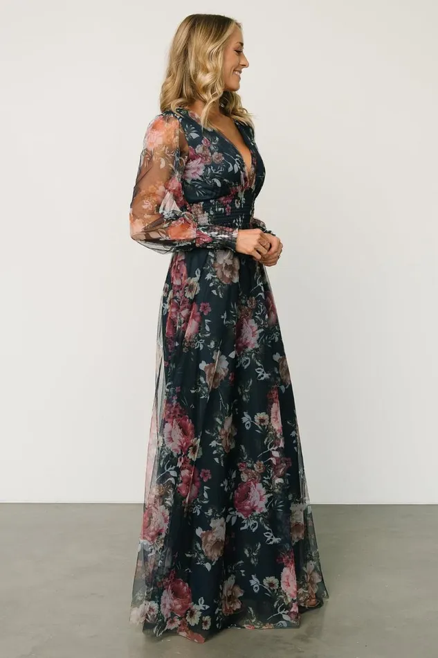 Women Layla Tulle Maxi Dress Garden Navy Floral Baltic Born Tulle Styles Women Layla Tulle Maxi Dress Garden Navy Floral Baltic Born Tulle Styles