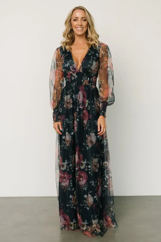Women Layla Tulle Maxi Dress Garden Navy Floral Baltic Born Tulle Styles Women Layla Tulle Maxi Dress Garden Navy Floral Baltic Born Tulle Styles