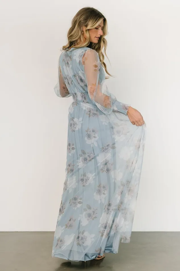 Women Layla Tulle Maxi Dress Light Blue Floral Baltic Born Bump Friendly Women Layla Tulle Maxi Dress Light Blue Floral Baltic Born Bump Friendly