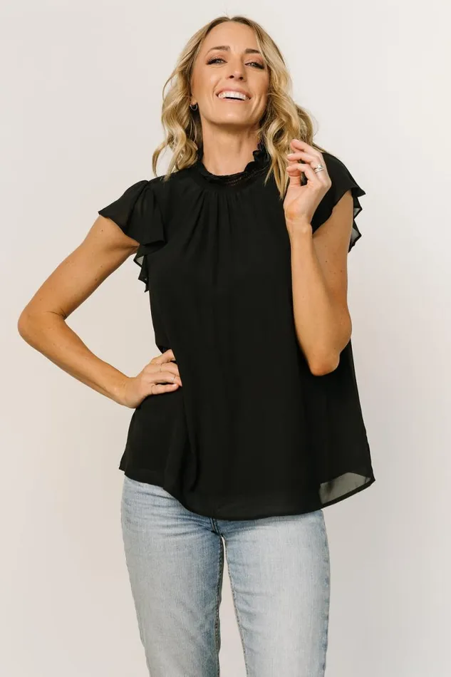 Women Leah Mock Neck Top Black Baltic Born Blouses and Shirts Women Leah Mock Neck Top Black Baltic Born Blouses and Shirts