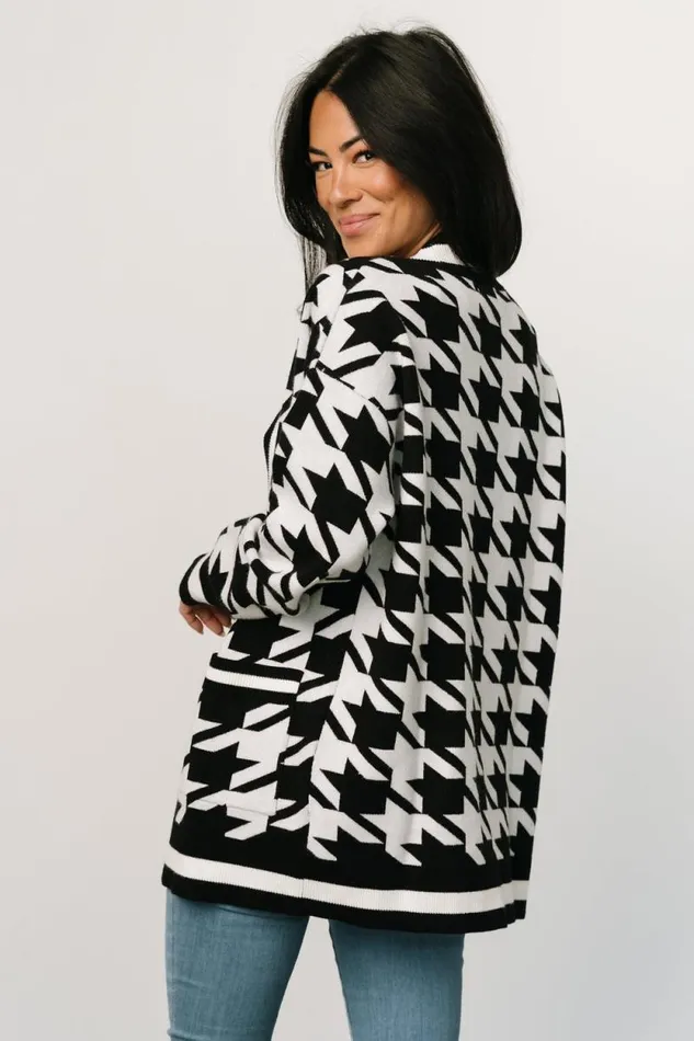 Women Leroy Houndstooth Cardigan Black White Baltic Born Cardigans