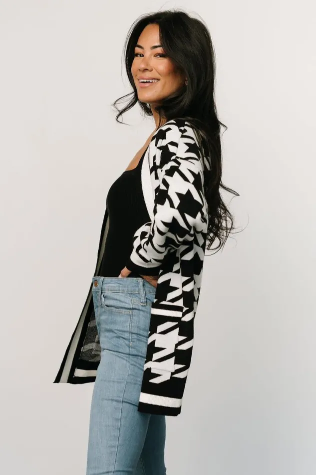 Women Leroy Houndstooth Cardigan Black White Baltic Born Cardigans