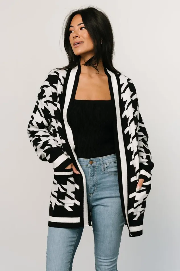 Women Leroy Houndstooth Cardigan Black White Baltic Born Cardigans